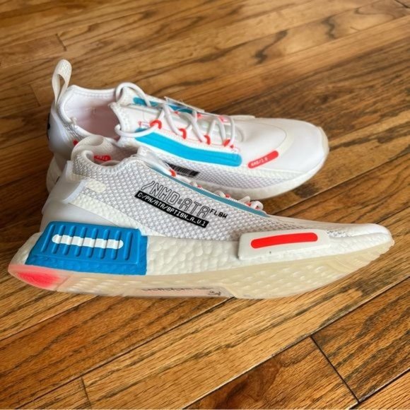 Adidas Mens NMD_R1 Spectoo \'White Shock Blue\' size 7.5